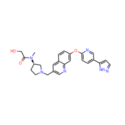 CN(C(=O)CO)[C@@H]1CCN(Cc2cnc3cc(Oc4ccc(-c5ccn[nH]5)cn4)ccc3c2)C1 ZINC000215843080