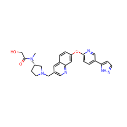 CN(C(=O)CO)[C@H]1CCN(Cc2cnc3cc(Oc4ccc(-c5ccn[nH]5)cn4)ccc3c2)C1 ZINC000215843038