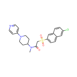 CN(C(=O)CS(=O)(=O)c1ccc2cc(Cl)ccc2c1)C1CCN(c2ccncc2)CC1 ZINC000029132526