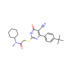 CN(C(=O)CSc1nc(-c2ccc(C(C)(C)C)cc2)c(C#N)c(=O)[nH]1)C1CCCCC1 ZINC000015952211