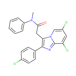 CN(C(=O)Cc1c(-c2ccc(Cl)cc2)nc2c(Cl)cc(Cl)cn12)c1ccccc1 ZINC000013607427