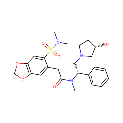 CN(C(=O)Cc1cc2c(cc1S(=O)(=O)N(C)C)OCO2)[C@H](CN1CC[C@H](O)C1)c1ccccc1 ZINC000029042550