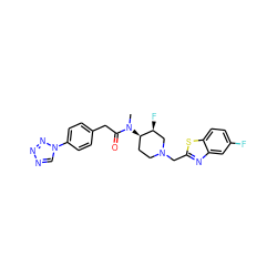 CN(C(=O)Cc1ccc(-n2cnnn2)cc1)[C@@H]1CCN(Cc2nc3cc(F)ccc3s2)C[C@@H]1F ZINC000084615438