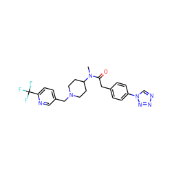 CN(C(=O)Cc1ccc(-n2cnnn2)cc1)C1CCN(Cc2ccc(C(F)(F)F)nc2)CC1 ZINC000084604675