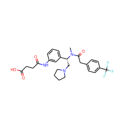 CN(C(=O)Cc1ccc(C(F)(F)F)cc1)[C@H](CN1CCCC1)c1cccc(NC(=O)CCC(=O)O)c1 ZINC000006718449