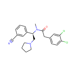 CN(C(=O)Cc1ccc(Cl)c(Cl)c1)[C@@H](CN1CCCC1)c1cccc(C#N)c1 ZINC000013446400