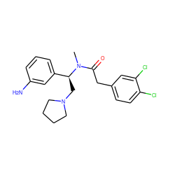 CN(C(=O)Cc1ccc(Cl)c(Cl)c1)[C@@H](CN1CCCC1)c1cccc(N)c1 ZINC000011689574