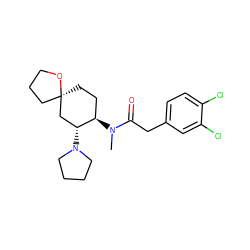 CN(C(=O)Cc1ccc(Cl)c(Cl)c1)[C@@H]1CC[C@@]2(CCCO2)C[C@H]1N1CCCC1 ZINC000007997524