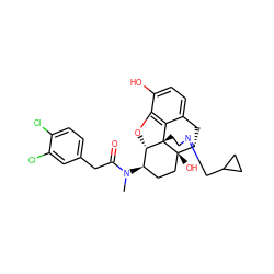 CN(C(=O)Cc1ccc(Cl)c(Cl)c1)[C@@H]1CC[C@@]2(O)[C@H]3Cc4ccc(O)c5c4[C@@]2(CCN3CC2CC2)[C@H]1O5 ZINC000042890595