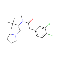 CN(C(=O)Cc1ccc(Cl)c(Cl)c1)[C@H](CN1CCCC1)C(C)(C)C ZINC000013446380