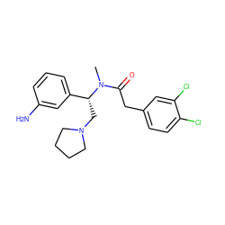 CN(C(=O)Cc1ccc(Cl)c(Cl)c1)[C@H](CN1CCCC1)c1cccc(N)c1 ZINC000000599445