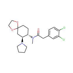 CN(C(=O)Cc1ccc(Cl)c(Cl)c1)[C@H]1CCC2(C[C@@H]1N1CCCC1)OCCO2 ZINC000013456661