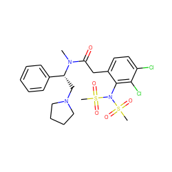 CN(C(=O)Cc1ccc(Cl)c(Cl)c1N(S(C)(=O)=O)S(C)(=O)=O)[C@H](CN1CCCC1)c1ccccc1 ZINC000026575881