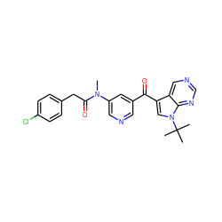 CN(C(=O)Cc1ccc(Cl)cc1)c1cncc(C(=O)c2cn(C(C)(C)C)c3ncncc23)c1 ZINC000169708050