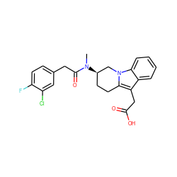 CN(C(=O)Cc1ccc(F)c(Cl)c1)[C@@H]1CCc2c(CC(=O)O)c3ccccc3n2C1 ZINC000071341109