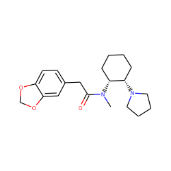 CN(C(=O)Cc1ccc2c(c1)OCO2)[C@@H]1CCCC[C@@H]1N1CCCC1 ZINC000026841478