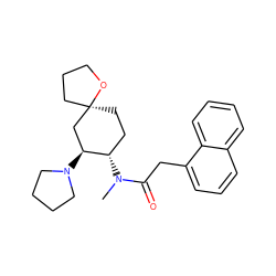 CN(C(=O)Cc1cccc2ccccc12)[C@H]1CC[C@@]2(CCCO2)C[C@@H]1N1CCCC1 ZINC000013860896