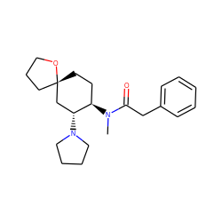 CN(C(=O)Cc1ccccc1)[C@@H]1CC[C@]2(CCCO2)C[C@H]1N1CCCC1 ZINC000002559950