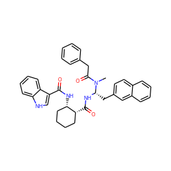 CN(C(=O)Cc1ccccc1)[C@H](Cc1ccc2ccccc2c1)NC(=O)[C@@H]1CCCC[C@@H]1NC(=O)c1c[nH]c2ccccc12 ZINC000027191949