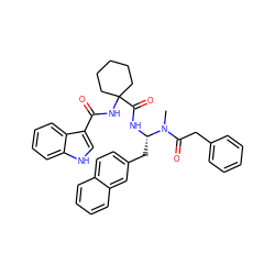 CN(C(=O)Cc1ccccc1)[C@H](Cc1ccc2ccccc2c1)NC(=O)C1(NC(=O)c2c[nH]c3ccccc23)CCCCC1 ZINC000003938818