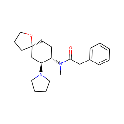 CN(C(=O)Cc1ccccc1)[C@H]1CC[C@@]2(CCCO2)C[C@@H]1N1CCCC1 ZINC000002517042