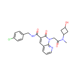 CN(C(=O)Cn1c(=O)c(C(=O)NCc2ccc(Cl)cc2)cc2cccnc21)C1CC(O)C1 ZINC001772639262