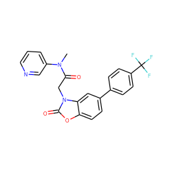 CN(C(=O)Cn1c(=O)oc2ccc(-c3ccc(C(F)(F)F)cc3)cc21)c1cccnc1 ZINC000096939241