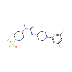 CN(C(=O)NC1CCN(c2cc(F)cc(F)c2)CC1)C1CCN(S(C)(=O)=O)CC1 ZINC000029126165