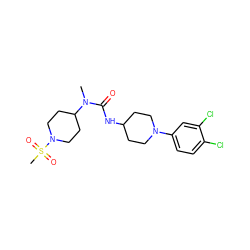 CN(C(=O)NC1CCN(c2ccc(Cl)c(Cl)c2)CC1)C1CCN(S(C)(=O)=O)CC1 ZINC000029126498