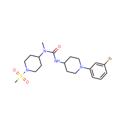 CN(C(=O)NC1CCN(c2cccc(Br)c2)CC1)C1CCN(S(C)(=O)=O)CC1 ZINC000029126579