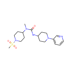 CN(C(=O)NC1CCN(c2cccnc2)CC1)C1CCN(S(C)(=O)=O)CC1 ZINC000029126618