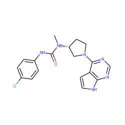 CN(C(=O)Nc1ccc(Cl)cc1)[C@@H]1CCN(c2ncnc3[nH]ccc23)C1 ZINC000143065852