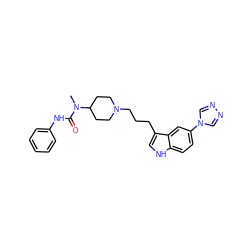 CN(C(=O)Nc1ccccc1)C1CCN(CCCc2c[nH]c3ccc(-n4cnnc4)cc23)CC1 ZINC000013802499