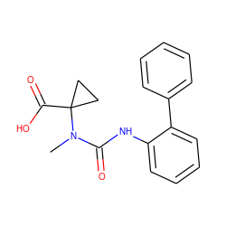 CN(C(=O)Nc1ccccc1-c1ccccc1)C1(C(=O)O)CC1 ZINC000218401019