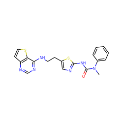 CN(C(=O)Nc1ncc(CCNc2ncnc3ccsc23)s1)c1ccccc1 ZINC000040898288