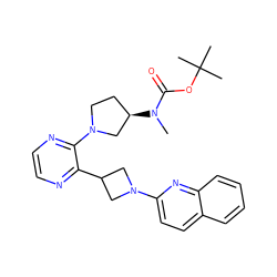 CN(C(=O)OC(C)(C)C)[C@@H]1CCN(c2nccnc2C2CN(c3ccc4ccccc4n3)C2)C1 ZINC000140114354