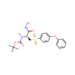 CN(C(=O)OC(C)(C)C)[C@H](CS(=O)(=O)c1ccc(Oc2ccccc2)cc1)C(=O)NO ZINC000026657821