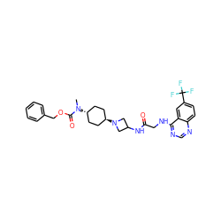 CN(C(=O)OCc1ccccc1)[C@H]1CC[C@H](N2CC(NC(=O)CNc3ncnc4ccc(C(F)(F)F)cc34)C2)CC1 ZINC000149121277