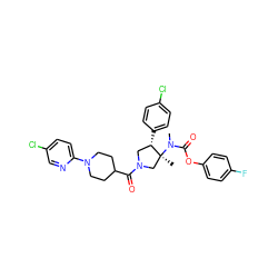 CN(C(=O)Oc1ccc(F)cc1)[C@@]1(C)CN(C(=O)C2CCN(c3ccc(Cl)cn3)CC2)C[C@@H]1c1ccc(Cl)cc1 ZINC000169698930