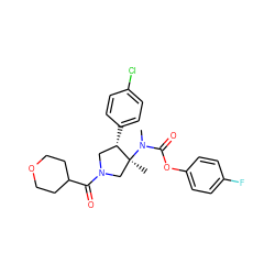 CN(C(=O)Oc1ccc(F)cc1)[C@@]1(C)CN(C(=O)C2CCOCC2)C[C@@H]1c1ccc(Cl)cc1 ZINC000169698922