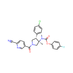 CN(C(=O)Oc1ccc(F)cc1)[C@@]1(C)CN(C(=O)c2ccc(C#N)nc2)C[C@@H]1c1ccc(Cl)cc1 ZINC000169698931