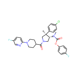 CN(C(=O)Oc1ccc(F)cc1)[C@@H]1CN(C(=O)C2CCN(c3ccc(F)cn3)CC2)C[C@@]1(C)c1ccc(Cl)cc1 ZINC000169698940