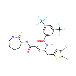 CN(C(=O)c1cc(C(F)(F)F)cc(C(F)(F)F)c1)[C@@H](/C=C/C(=O)N[C@@H]1CCCCNC1=O)Cc1cc(Br)c(Br)s1 ZINC000026828316