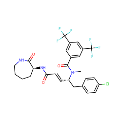 CN(C(=O)c1cc(C(F)(F)F)cc(C(F)(F)F)c1)[C@@H](/C=C/C(=O)N[C@H]1CCCCNC1=O)Cc1ccc(Cl)cc1 ZINC000014299547