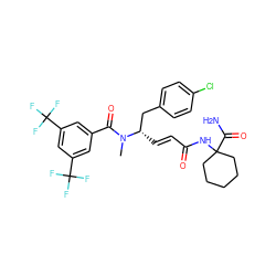 CN(C(=O)c1cc(C(F)(F)F)cc(C(F)(F)F)c1)[C@@H](/C=C/C(=O)NC1(C(N)=O)CCCCC1)Cc1ccc(Cl)cc1 ZINC000026831521