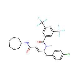 CN(C(=O)c1cc(C(F)(F)F)cc(C(F)(F)F)c1)[C@@H](/C=C/C(=O)NC1CCCCCC1)Cc1ccc(Cl)cc1 ZINC000026833092