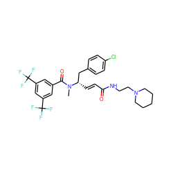 CN(C(=O)c1cc(C(F)(F)F)cc(C(F)(F)F)c1)[C@@H](/C=C/C(=O)NCCN1CCCCC1)Cc1ccc(Cl)cc1 ZINC000028522360