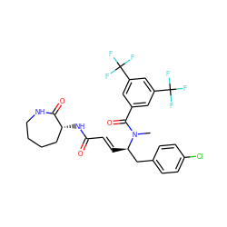 CN(C(=O)c1cc(C(F)(F)F)cc(C(F)(F)F)c1)[C@H](/C=C/C(=O)N[C@@H]1CCCCNC1=O)Cc1ccc(Cl)cc1 ZINC000003918735