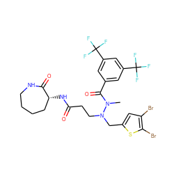 CN(C(=O)c1cc(C(F)(F)F)cc(C(F)(F)F)c1)N(CCC(=O)N[C@@H]1CCCCNC1=O)Cc1cc(Br)c(Br)s1 ZINC000026830797