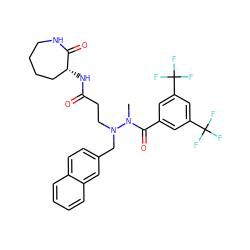 CN(C(=O)c1cc(C(F)(F)F)cc(C(F)(F)F)c1)N(CCC(=O)N[C@@H]1CCCCNC1=O)Cc1ccc2ccccc2c1 ZINC000026835253